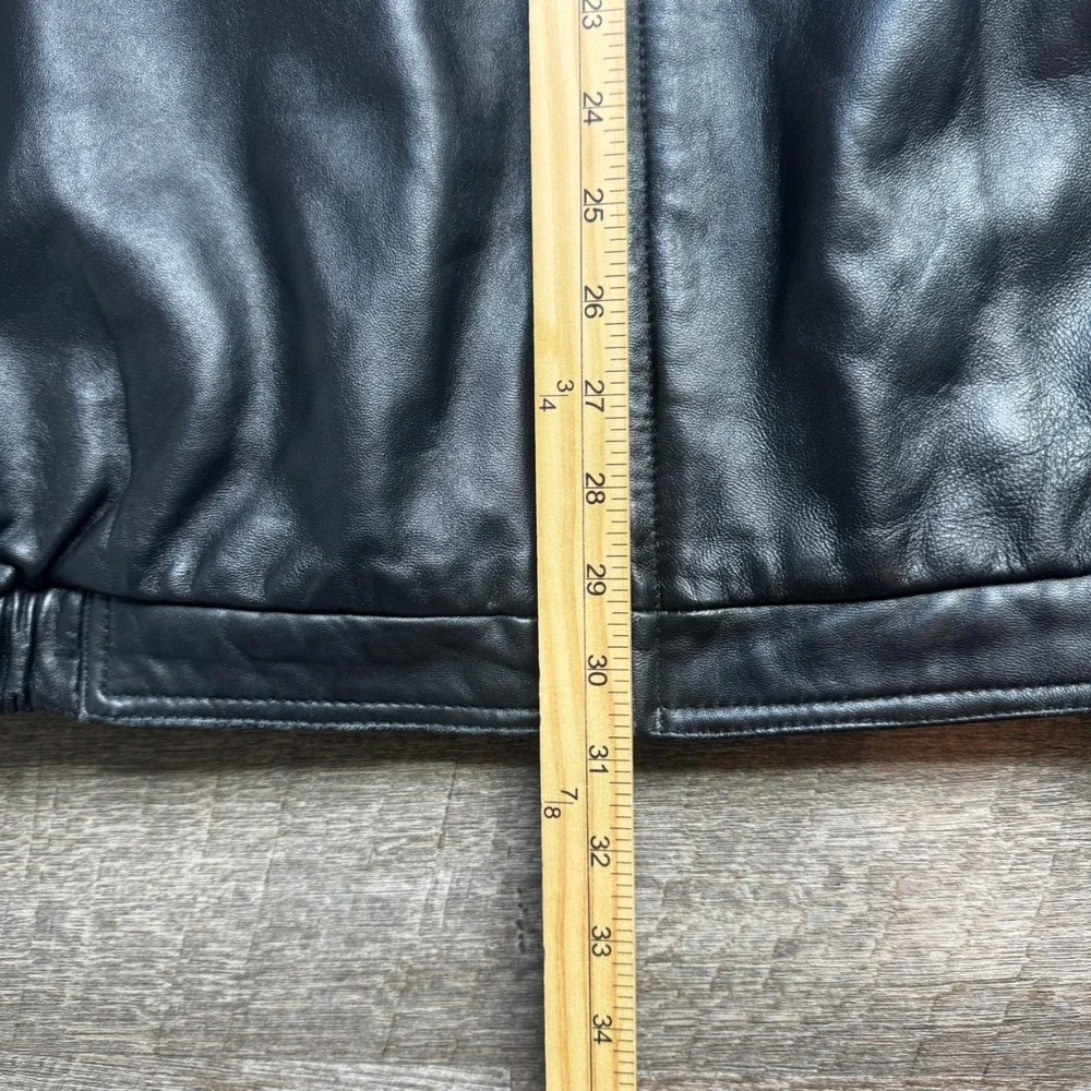 Bill Blass Vintage Leather Bomber Jacket XL Black Quilted Lined Full‎ Zip Flaw